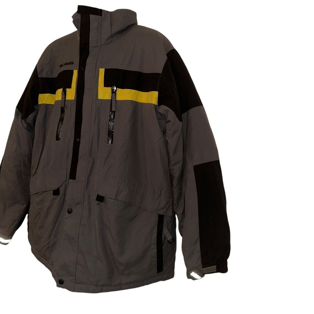 Columbia Winter Coat Big Boys 18 20 Gray Hooded Lined Insulation Pockets - Picture 5 of 11